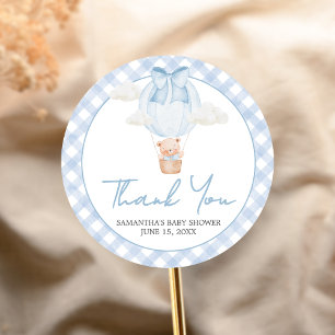 Blauwe Beer Kan Haast Niet Wachten Baby Shower Ronde Sticker