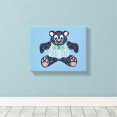 Blauwe beer op canvas (Insitu (Houten vloer))