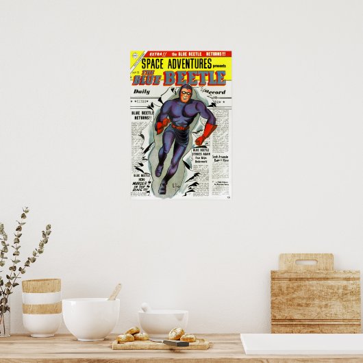 Blauwe Beetle Comic Book Superheld Poster (Keuken)