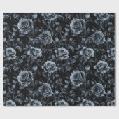 Blauwe Begraafplaats Rozen Gotisch Occult Cadeaupapier (Vlak)