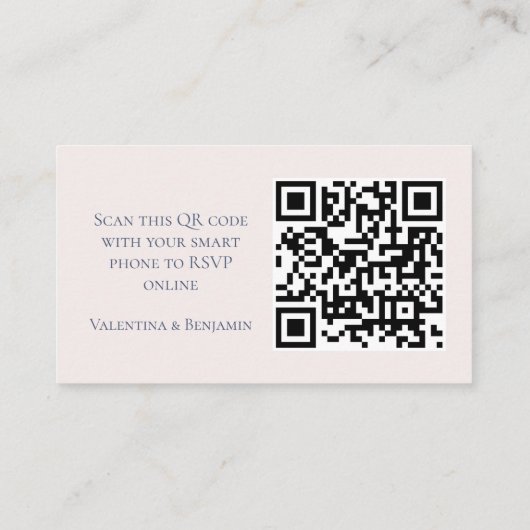 Blauwe beige elegant trouwwebsite RSVP QR-code Informatiekaartje (Achterkant)