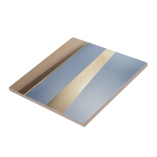 Blauwe, beige en gouden keramische Tegel Tegeltje (Zijkant)