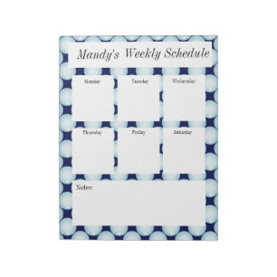 Blauwe belletjes in weekstaten notitieblok
