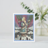 BLAUWE BELSNICKLE, NOORDELIJKE LICHTEN EN PENGUINE FEESTDAGENKAART (Staand voorkant)