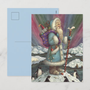 BLAUWE BELSNICKLE, NOORDELIJKE LICHTEN EN PENGUINE FEESTDAGENKAART