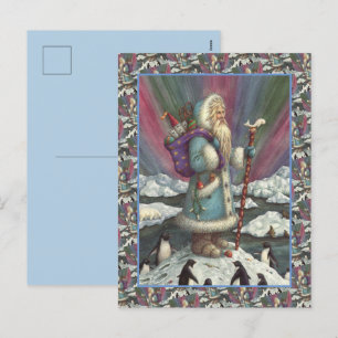 BLAUWE BELSNICKLE, NOORDELIJKE LICHTEN EN PENGUINE FEESTDAGENKAART