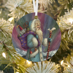 BLAUWE BELSNICKLE, NOORDELIJKE LICHTEN EN PENGUINE METALEN ORNAMENT