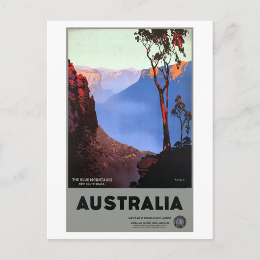  blauwe bergen Australië Reisposter Briefkaart (Voorkant)