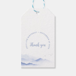 Blauwe bergen Bedankt voor je verjaardag Cadeaulabel