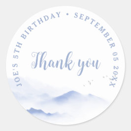Blauwe bergen Bedankt voor je verjaardag Ronde Sticker