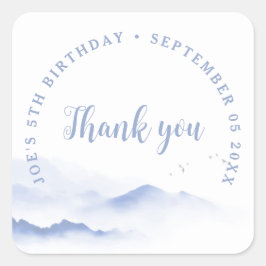 Blauwe bergen Bedankt voor je verjaardag Vierkante Sticker