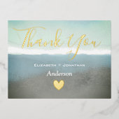 Blauwe bergen dank je goud folie uitnodiging briefkaart (Voorkant)