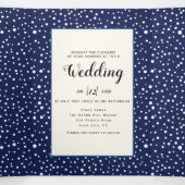 Blauwe bergen en bomen foto winter bruiloft drieluik uitnodiging (Binnenkant midden)