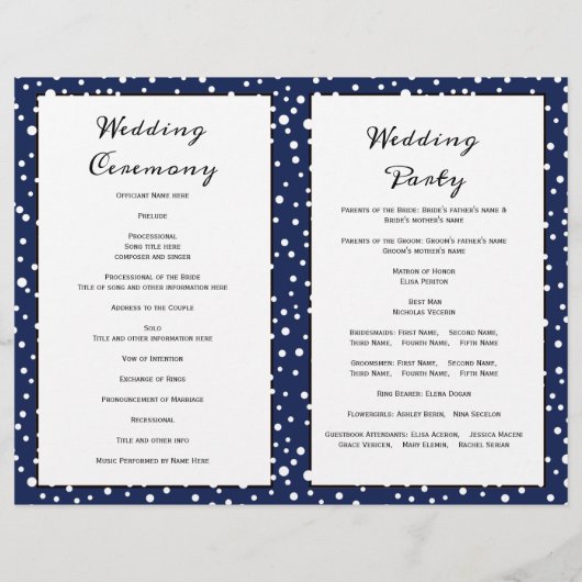 Blauwe bergen en naaldbomen gevouwen trouwprogramm (Achterkant)