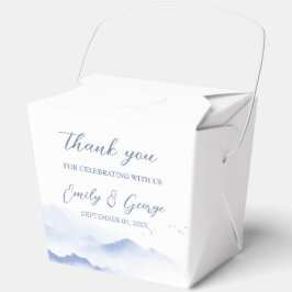 Blauwe bergen en vogels bruiloft bedankdoosjes