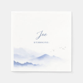 Blauwe bergen genderneutraal verjaardag servet