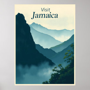 Blauwe Bergen, Jamaica – Illustratie uit het verle Poster