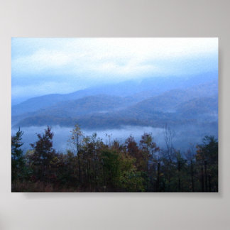 Blauwe bergen poster