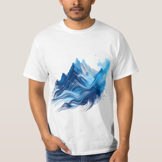 Blauwe bergen t-shirt (Voorkant)
