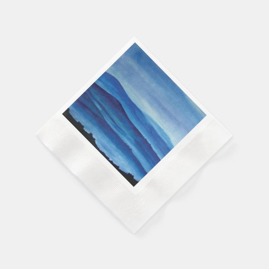 Blauwe bergen waterverf kunstlandschap servetten (Hoek)