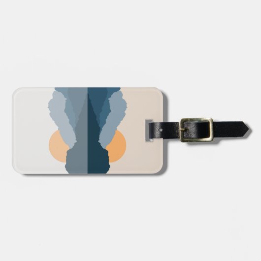 Blauwe bergen weerspiegeld in het meer bagagelabel (Voorkant horizontaal)