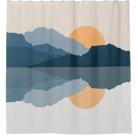 Blauwe bergen weerspiegeld in het meer douchegordijn (Voorkant)