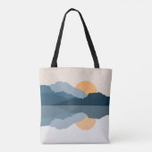 Blauwe bergen weerspiegeld in het meer draagtas (Achterkant)