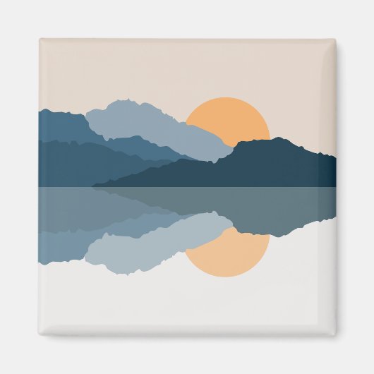 Blauwe bergen weerspiegeld in het meer magneet (Voorkant)