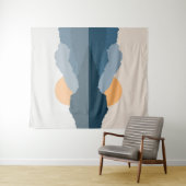 Blauwe bergen weerspiegeld in het meer wandkleed (In Situ (horizontaal))