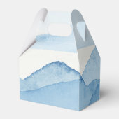 Blauwe Bergketen Landschap Monogram Bruiloft Bedankdoosjes (Achterkant)