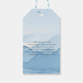 Blauwe Bergketen Landschap Trouw Monogram Cadeaulabel (Achterkant)