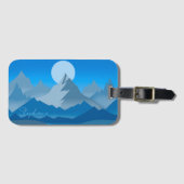 Blauwe bergtoppen landschapsillustratie bagagelabel (Voorkant (horizontaal))