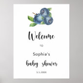 Blauwe bessen baby shower poster (Voorkant)