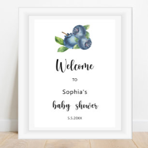 Blauwe bessen baby shower poster