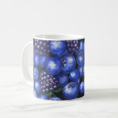 Blauwe bessen Blackberries Waterverf Naadloze Patt Koffiemok (Voorkant links)