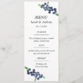 Blauwe bessen Blauw Fruit Waterverf Bruiloft Voeds Menu (Voorkant)