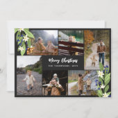 Blauwe bessen groen fotocollage vrolijke kerst feestdagenkaart (Voorkant)