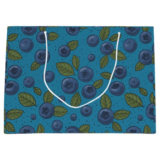 Blauwe bessen op blauw groot cadeauzakje (Voorkant)