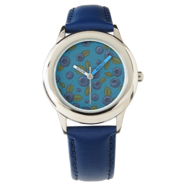 Blauwe bessen op blauw horloge (Voorkant)