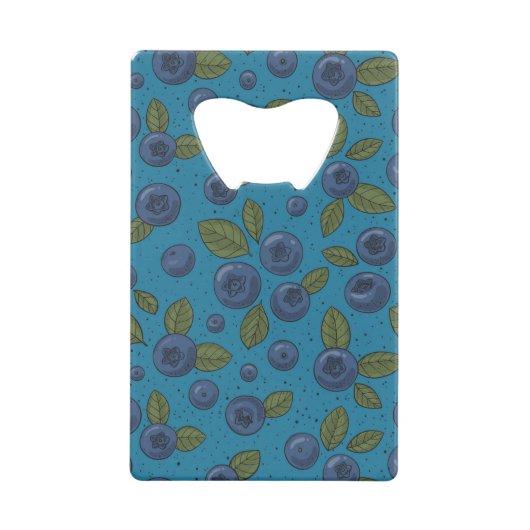 Blauwe bessen op blauw kredietkaart flessenopener (Voorkant)
