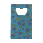 Blauwe bessen op blauw kredietkaart flessenopener (Achterkant)