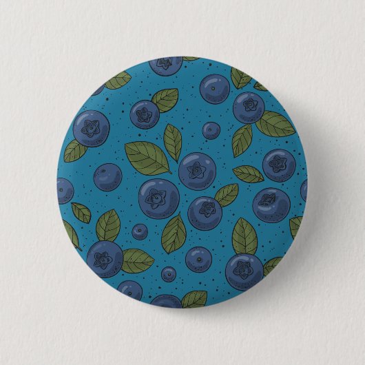 Blauwe bessen op blauw ronde button 5,7 cm (Voorkant)