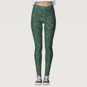 Blauwe bessen op donkergroen leggings