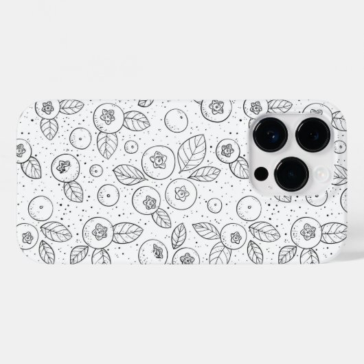 Blauwe bessen op zwart en wit Case-Mate iPhone case (Achterkant (horizontaal))