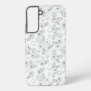 Blauwe bessen op zwart en wit samsung galaxy hoesje