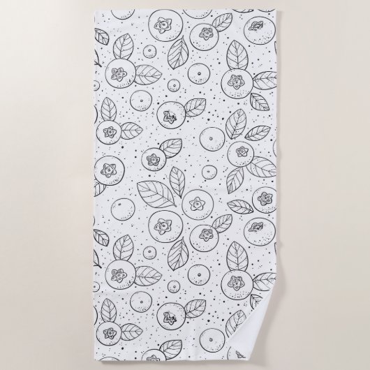 Blauwe bessen op zwart en wit strandlaken (Voorkant)