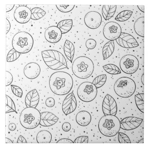 Blauwe bessen op zwart en wit tegeltje