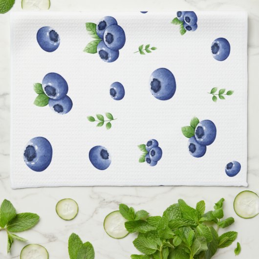 Blauwe bessen Patroon Theedoek (Gevouwen)