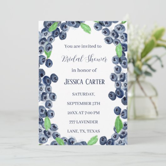 Blauwe bessen Vruchten Waterverf Boho Vrijgezellen Kaart (Staand voorkant)