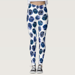 Blauwe bessen: waterverf geïllustreerd patroon. leggings